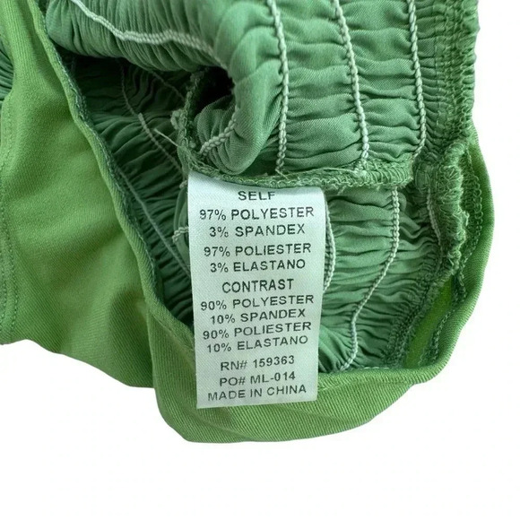 Miss Lola- Sage Green Satin Fairy Boho Ballet Ruffle Bodysuit, Size Small - Picture 7 of 12